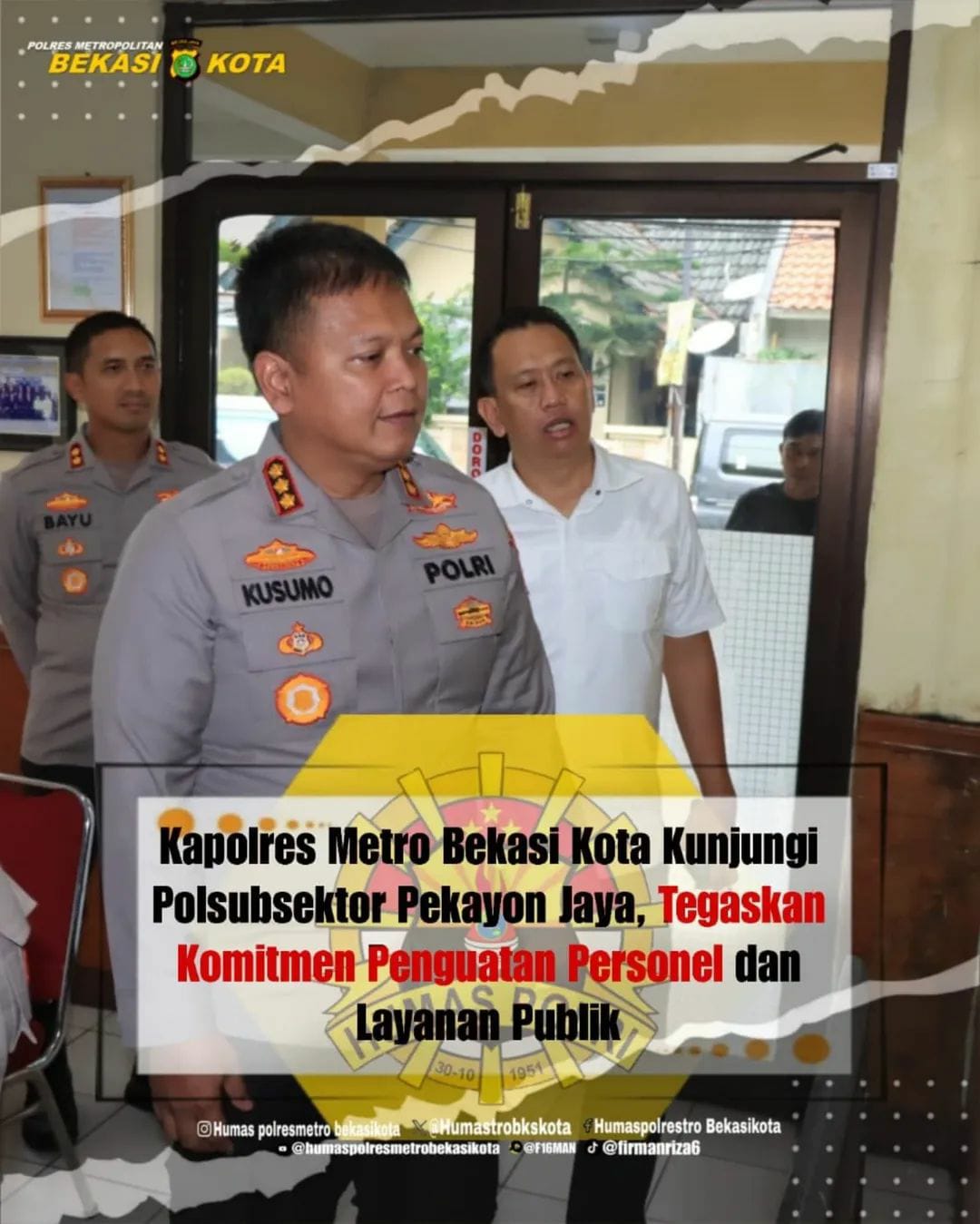 Kapolres Metro Bekasi Kota Kunjungi Polsubsektor Pekayon Jaya.