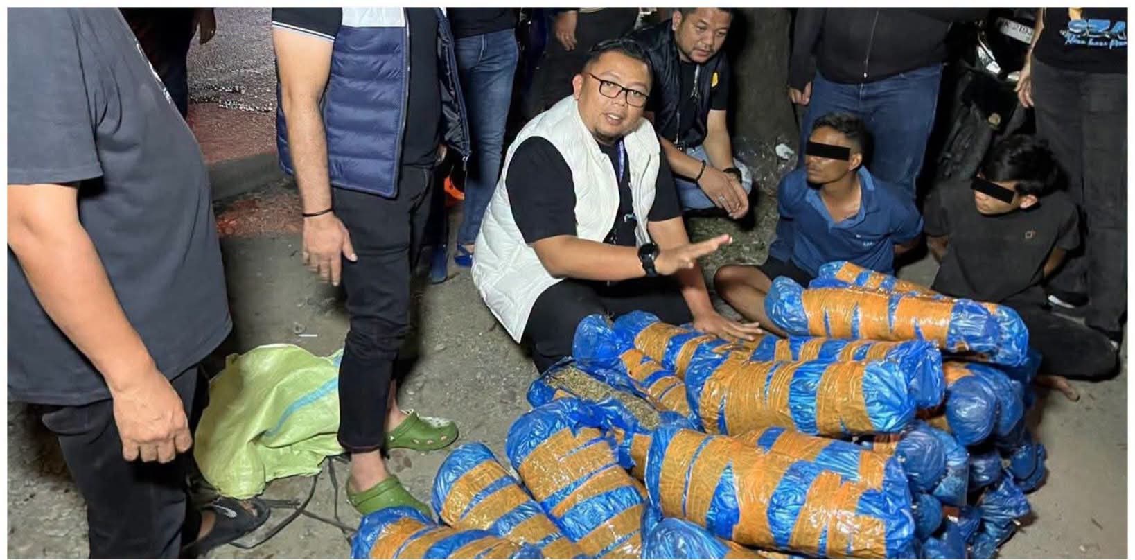 Karena Melawan Petugas Tabrak Mobil Pelaku, Polrestabes Medan Gagalkan Peredaran Ganja 93 Kilogram