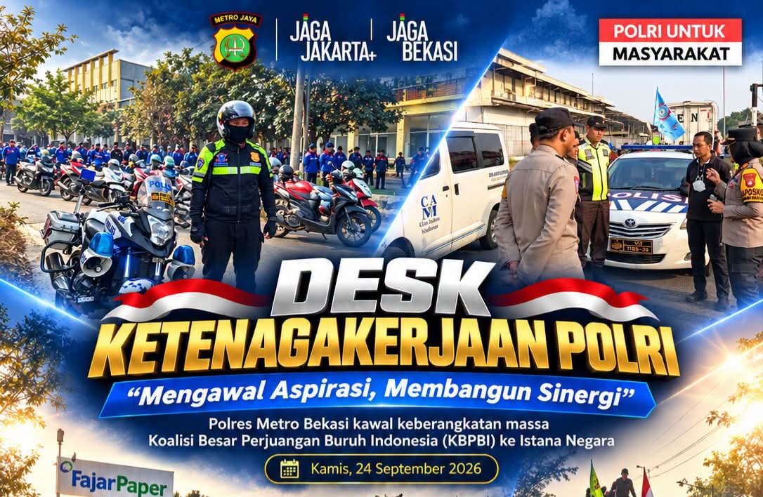 Polres Metro Bekasi Kawal Buruh KBPBI Menyampaikan Aspirasi Menuju Istana Negara Polres Metro Bekasi Kawal Buruh KBPBI Menyampaikan Aspirasi Menuju Istana Negara
